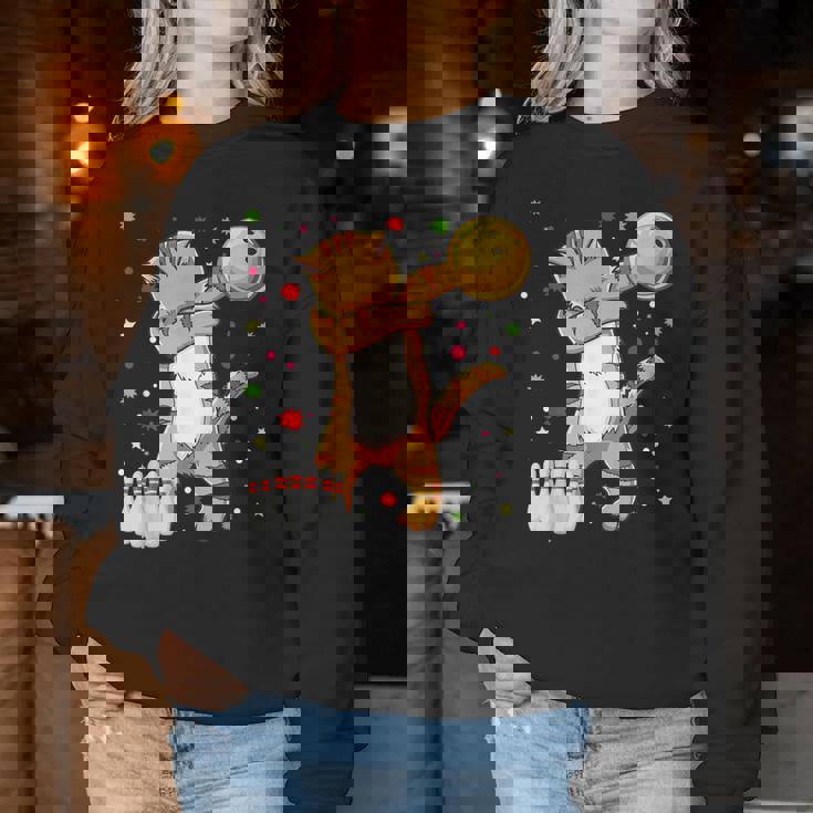 Dabbing Cat ボウリングシャツ 面白いボウリングギフト 猫 お母さん 女の子 レディーススウェットシャツ 面白い贈り物