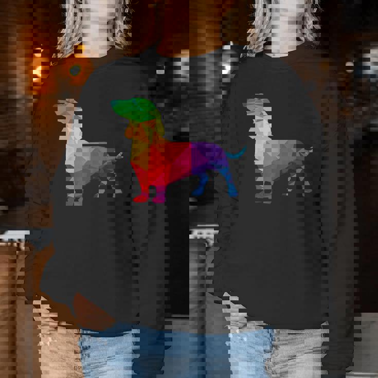Dachshund Gay Pride Lgbt Lgbtq Rainbow Flag Dog Lovers レディーススウェットシャツ 面白い贈り物