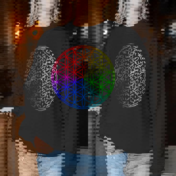 Flower Of Lifeacred Geometry Yogaフラワーオブライフ神聖幾何学瞑想ヨガ レディーススウェットシャツ 面白い贈り物
