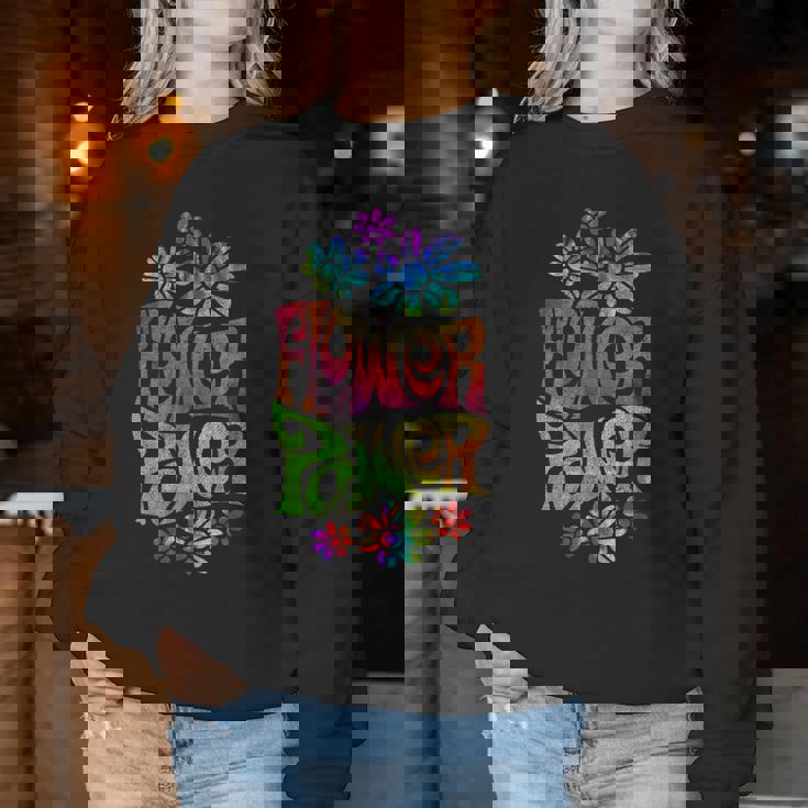 Flower Power ヒッピー サイケデリック '70年代レトロ レディーススウェットシャツ 面白い贈り物