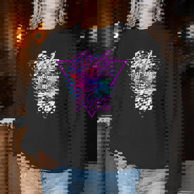 Girls Just Wanna Have Fun 1980S Eighties Costume Party レディーススウェットシャツ 面白い贈り物