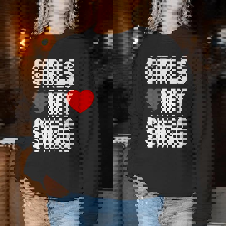 Girls Love Mywag シャツ おもしろい言葉 ガールズ Love Mywag レディーススウェットシャツ 面白い贈り物