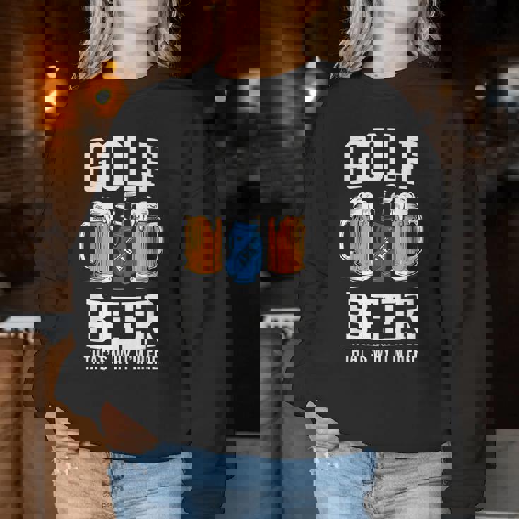 Golf And Beer That's Why I'm Here ゴルフ ビールを飲む人 レディーススウェットシャツ 面白い贈り物