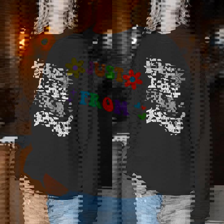 Groovy Just A Girl From Boston Massachusetts Mother's Day Women Sweatshirt Unique Gifts