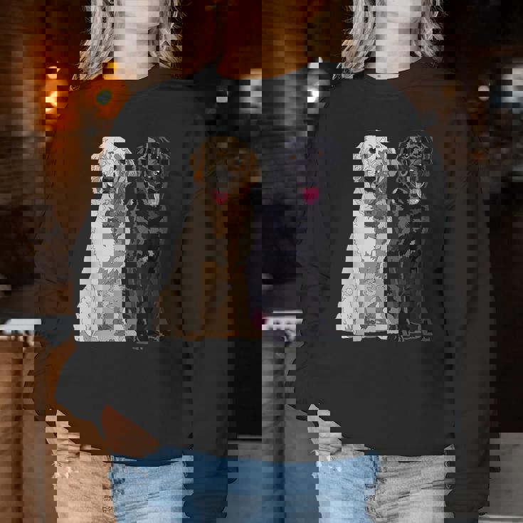 Happy Two Labradors ゴールデンブラック ラボレトリバー Mom Dad レディーススウェットシャツ 面白い贈り物