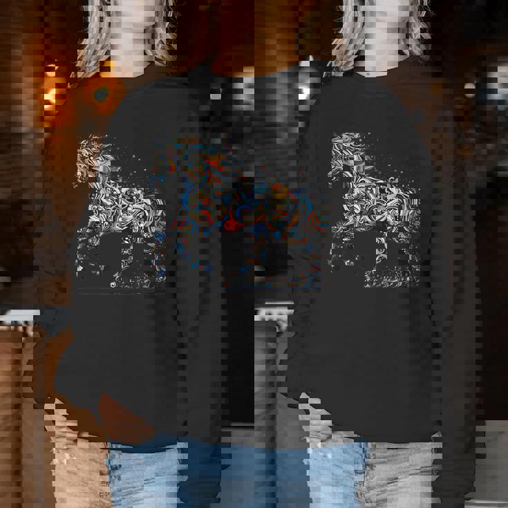 Horse Lover Majestic Horse 馬のグラフィック デザイン レディーススウェットシャツ 面白い贈り物