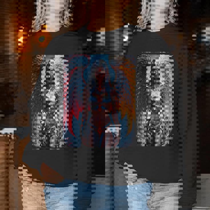 Hot Girl On 男性用 ハーフエンジェル&ハーフデーモンガール レディーススウェットシャツ 面白い贈り物