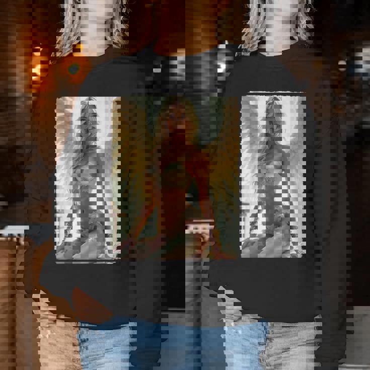 Hot Girl On 男性用 セクシーな天使の座り グランジ レディーススウェットシャツ 面白い贈り物