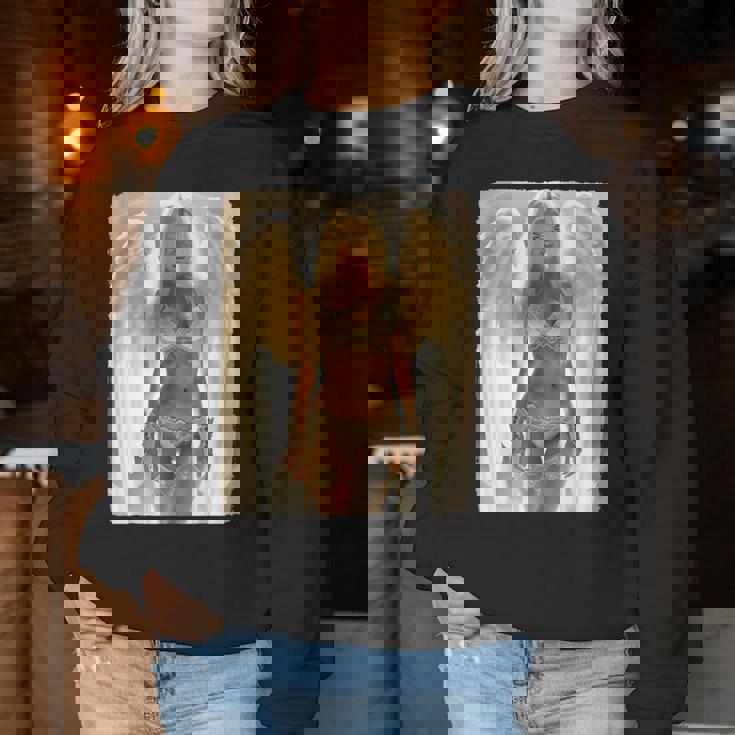 Hot Girl On 男性用 セクシー ブロンド エンジェル ガール ピンナップ レディーススウェットシャツ 面白い贈り物