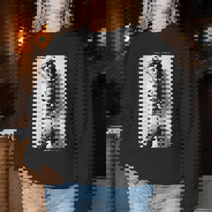 Hot Girl On 男性用 セクシー ブーティー ビキニ モデル 2 Bw レディーススウェットシャツ 面白い贈り物