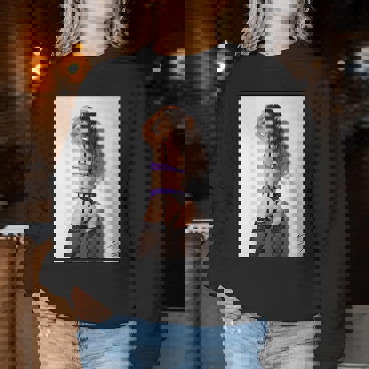 Hot Girl On 男性用 紫のセクシーなモデル レディーススウェットシャツ 面白い贈り物