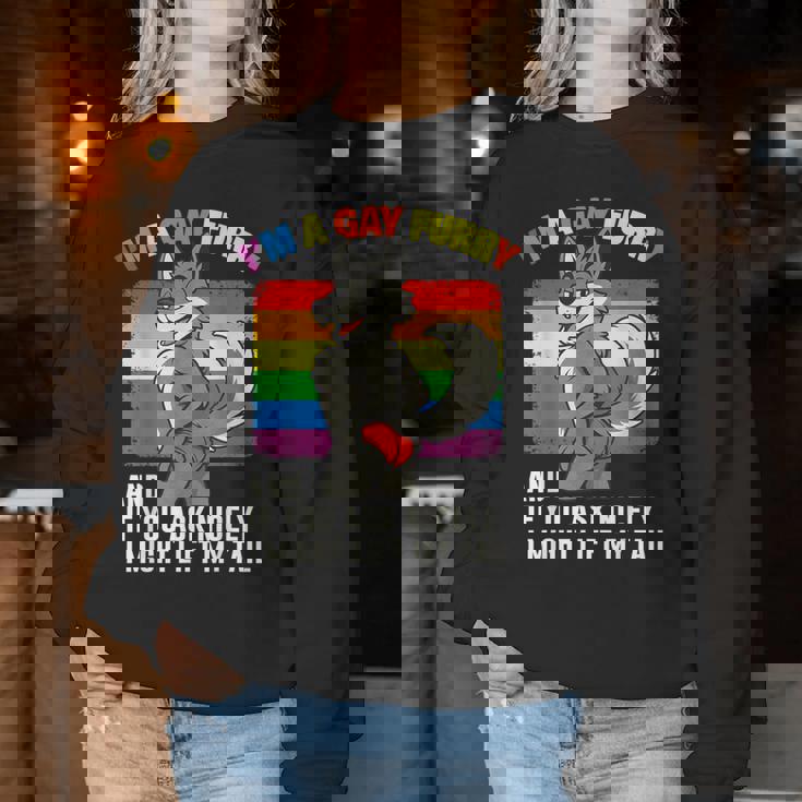 I'm A Gay Furry Pride Month Gay Lgbtq Rainbow Fox Furry Women Sweatshirt Unique Gifts