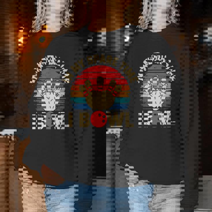 In Mypare Time I Bowl レトロ ボウリング ボウラー レディーススウェットシャツ 面白い贈り物