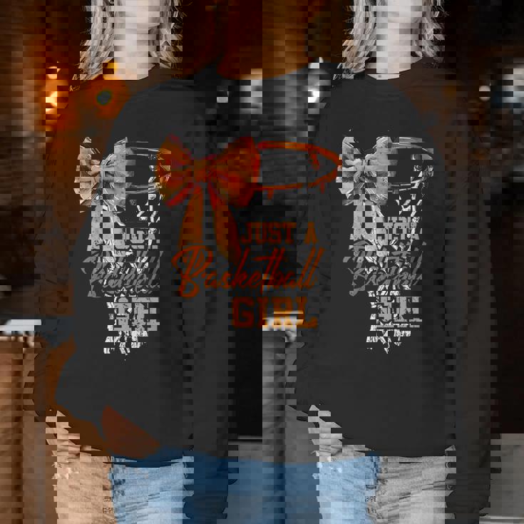 Just A Basketball Girl キュート コケット リボン バスケットボール選手 ガールズ レディーススウェットシャツ 面白い贈り物