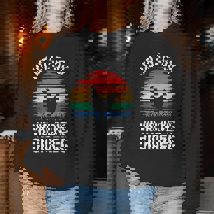 Just A Boy Who Loves Chickens シャツ キッズ 幼児 男の子 チキン レディーススウェットシャツ 面白い贈り物