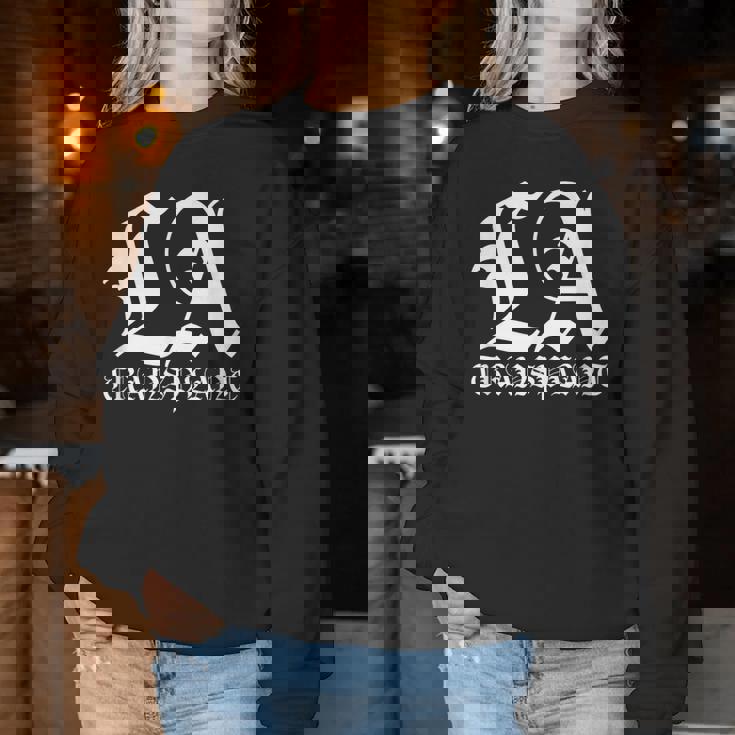 La Transplant ホワイト オールド イングリッシュグラフィック レディーススウェットシャツ 面白い贈り物