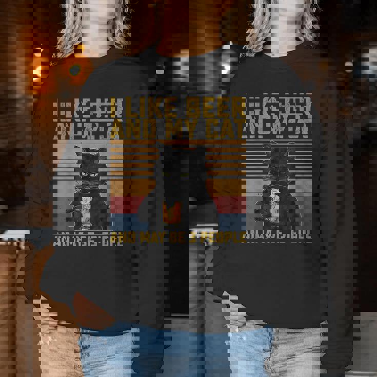 I Like Beer My Cat And Maybe 3人 猫好き ギフト レディーススウェットシャツ 面白い贈り物