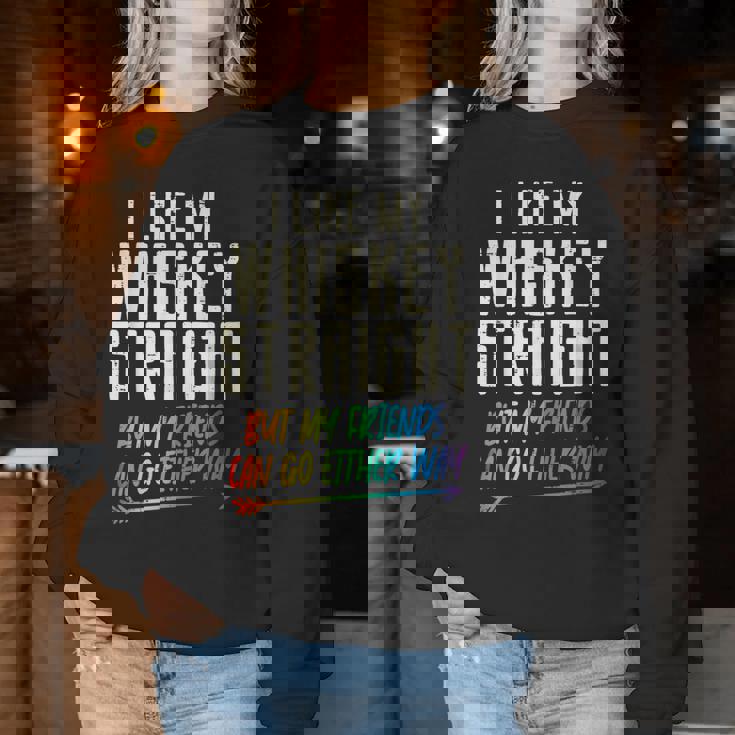 Like My Whiskeytraight Friends Lgbtq Gay Pride Proud Ally レディーススウェットシャツ 面白い贈り物