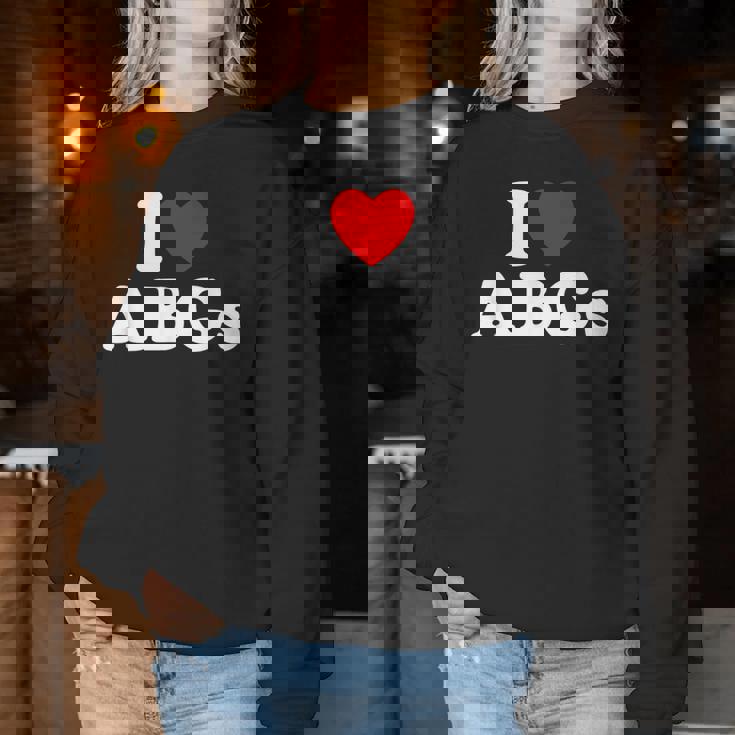 I Love Abgs I Heart Abg おもしろい アジアの赤ちゃん 女の子 恋人 レディーススウェットシャツ 面白い贈り物