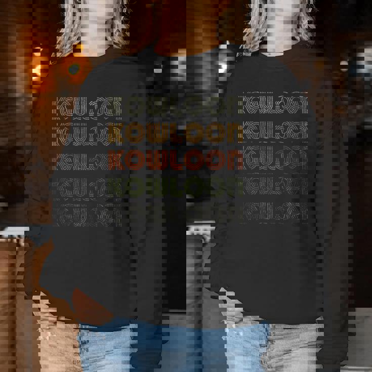 Love Heart Kowloon グランジ ヴィンテージスタイル ブラック 九龍 レディーススウェットシャツ 面白い贈り物