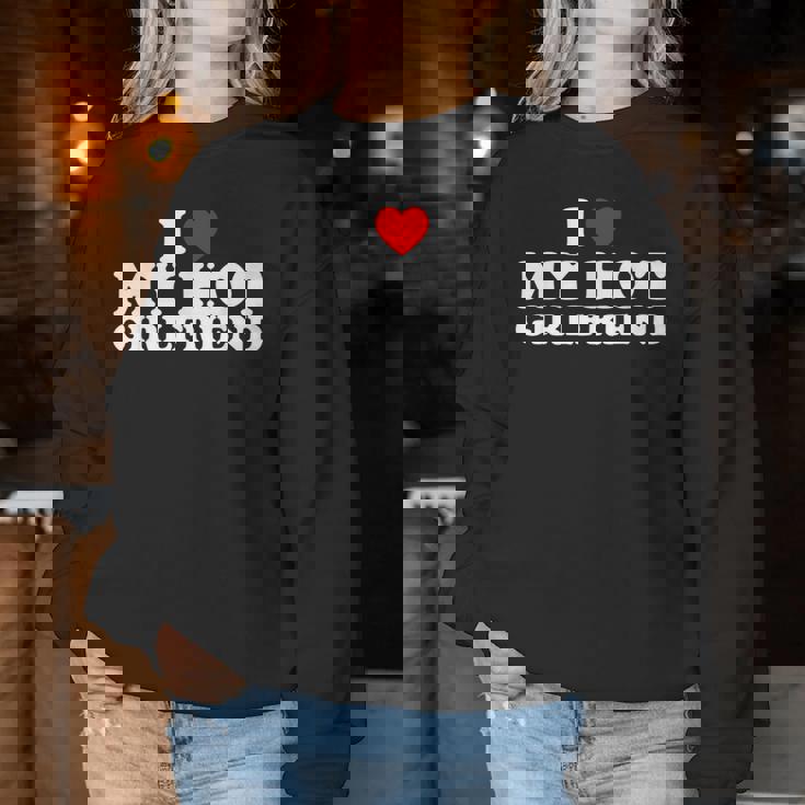 I Love My Hot Girlfriend レディーススウェットシャツ 面白い贈り物