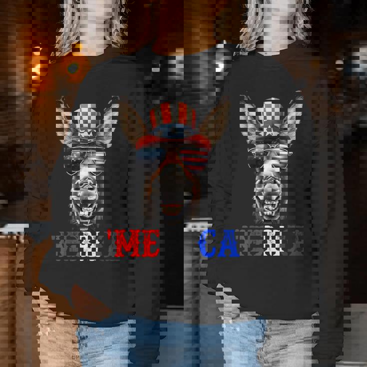 Merica Mule Donkey Patriotic 4Th Of July 面白い キッズ メンズ レディース レディーススウェットシャツ 面白い贈り物