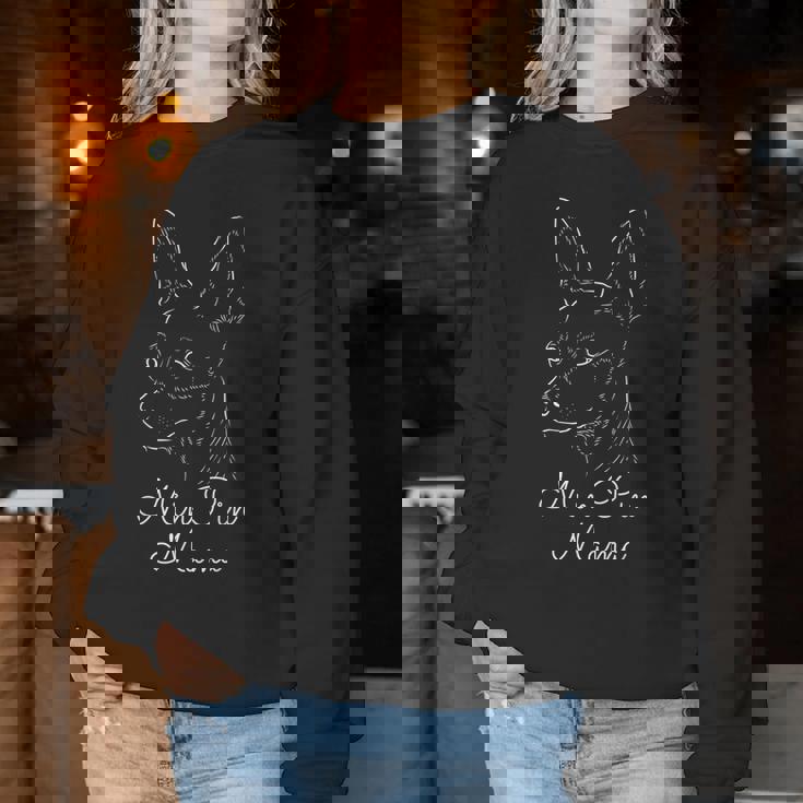 Min Pin Mama Dog Owner ミニチュアピンシャー ミニピンチャー レディーススウェットシャツ 面白い贈り物