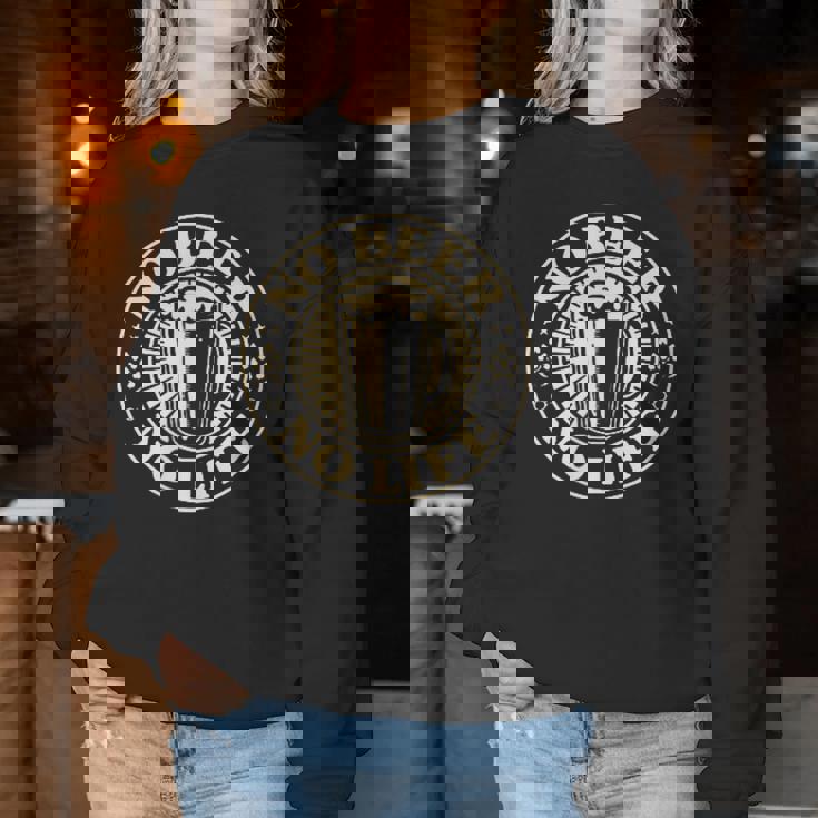 No Beer No Life ヴィンテージ飲酒 ビール愛好家向け 左胸 レディーススウェットシャツ 面白い贈り物