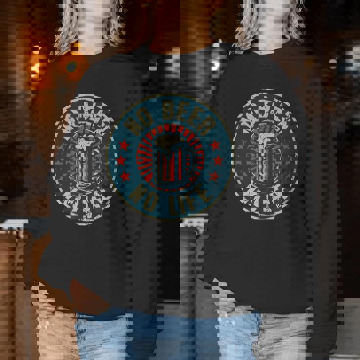 No Beer No Life ヴィンテージ飲酒 ビール愛好家向け ビールファン向け レディーススウェットシャツ 面白い贈り物