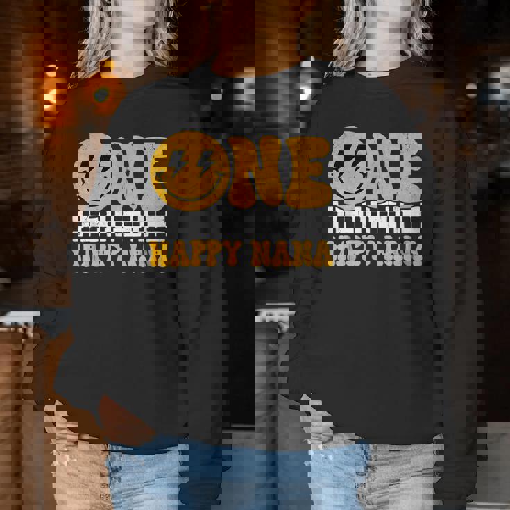 One Happy Nana 1歳の誕生日 グルーヴィースマイル 1歳 男 レディーススウェットシャツ 面白い贈り物