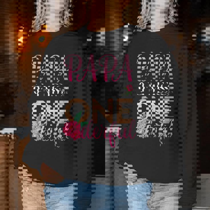 Papa Of Miss Onederful Girls 1歳の誕生日 マッチングファミリー レディーススウェットシャツ 面白い贈り物