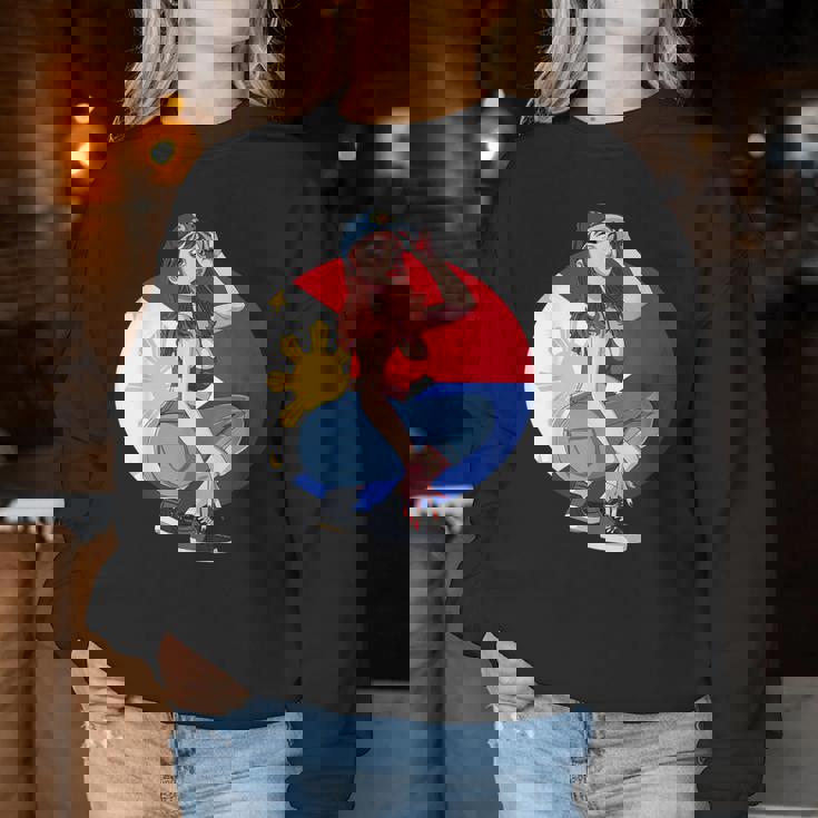 Pinay Girl フィリピン 強い フィリピン国旗 フィリピンプライド レディーススウェットシャツ 面白い贈り物