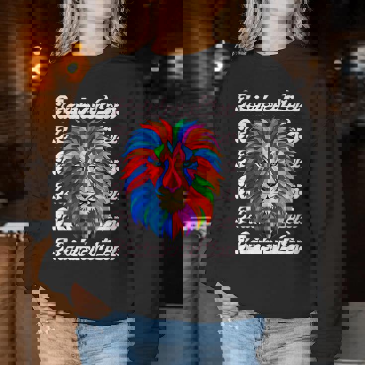 Rainbow Lion かっこいい おしゃれ ロゴ レディーススウェットシャツ 面白い贈り物