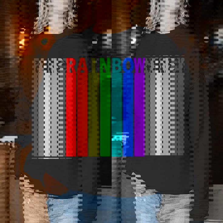 Rainbow レインボー《虹 カラー》【デザインアート】文字 7色 カラフル レディーススウェットシャツ 面白い贈り物