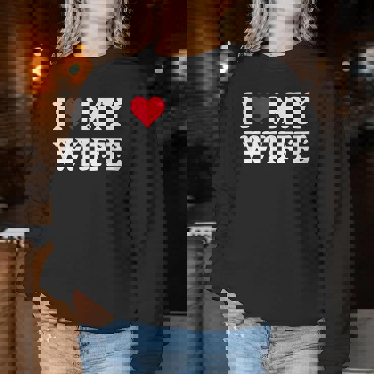 Red Heart I Love My Wife レディーススウェットシャツ 面白い贈り物