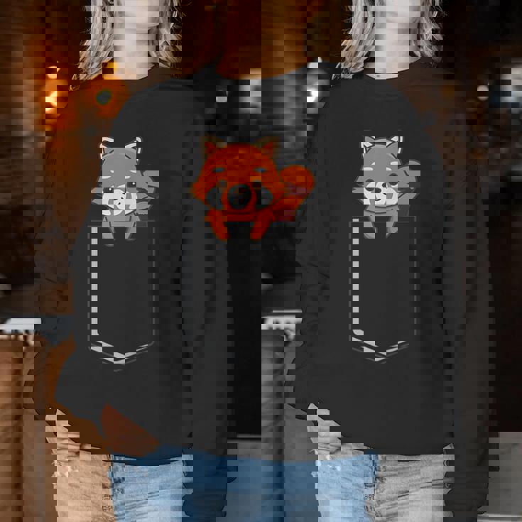 Red Panda In A Bag Cute Love レッドパンダバッグ レディーススウェットシャツ 面白い贈り物