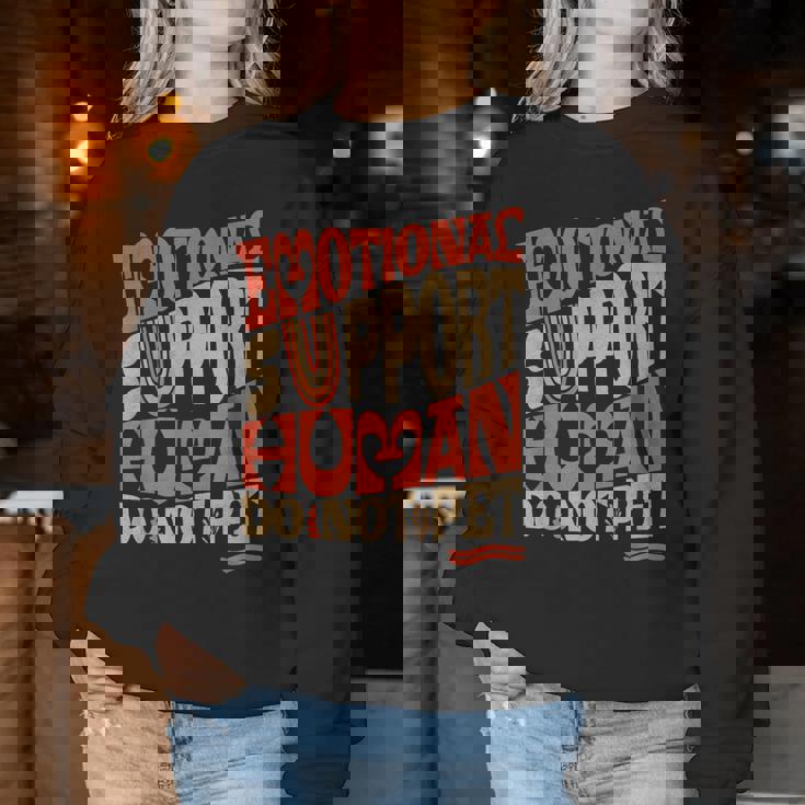 Retro Do Not Pet Emotionalupport Human Groovy レディーススウェットシャツ 面白い贈り物