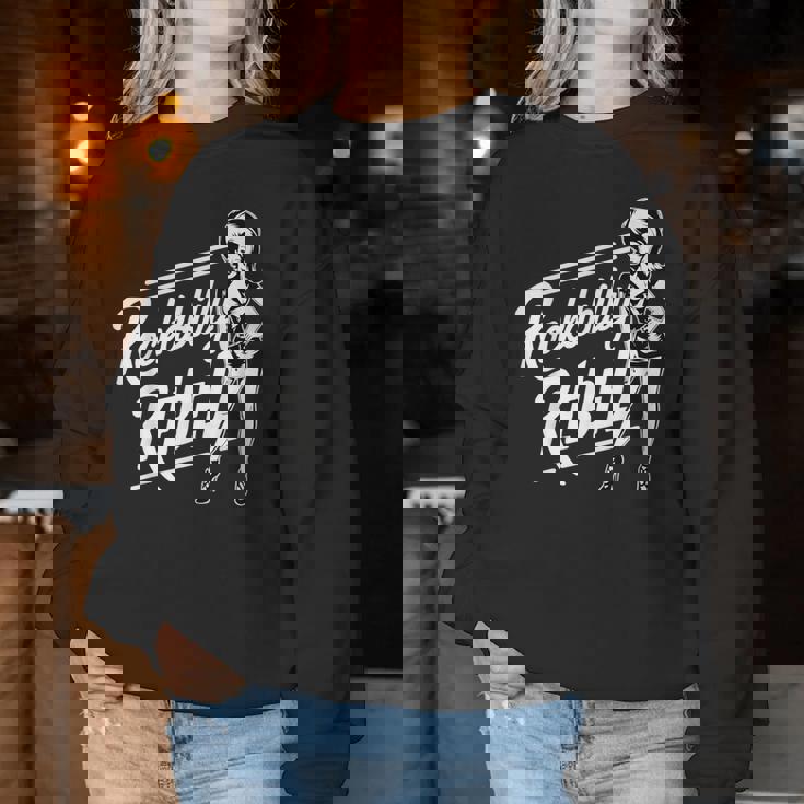 Rockabilly Rebel Pin-Up Girl In Dress Graphic レディーススウェットシャツ 面白い贈り物