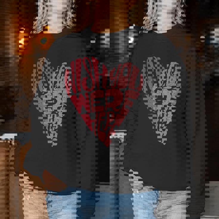 Seventies Heart Wish You Were Here Missing You レディーススウェットシャツ 面白い贈り物