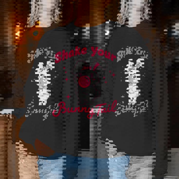 Shake Your Bunny Tail 愛らしいバブルガム レディーススウェットシャツ 面白い贈り物