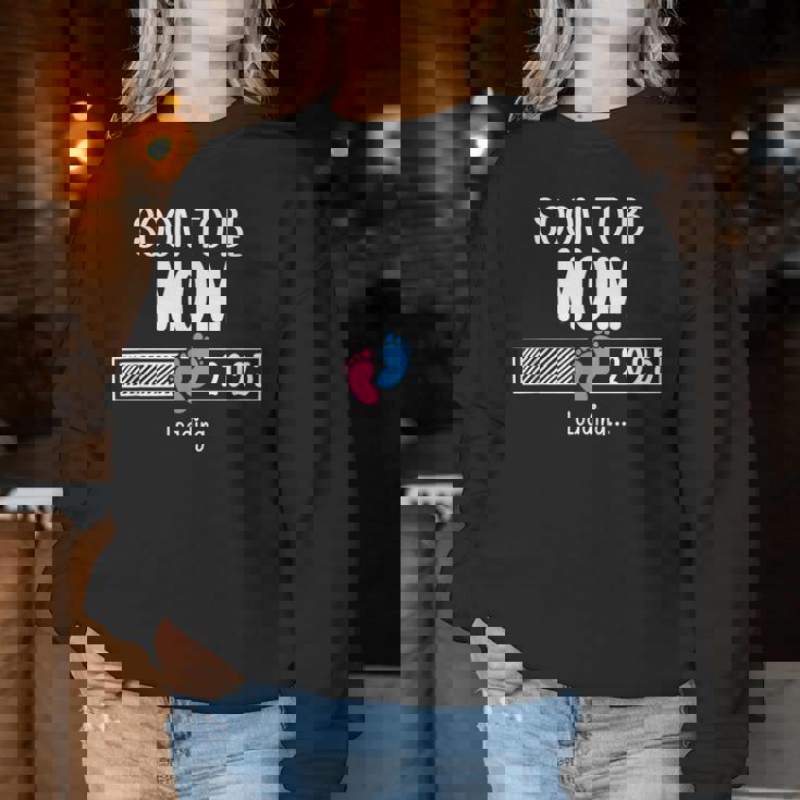 Soon To Be Mom 2025 Loading Promoted To Mommy First Time Mom レディーススウェットシャツ 面白い贈り物