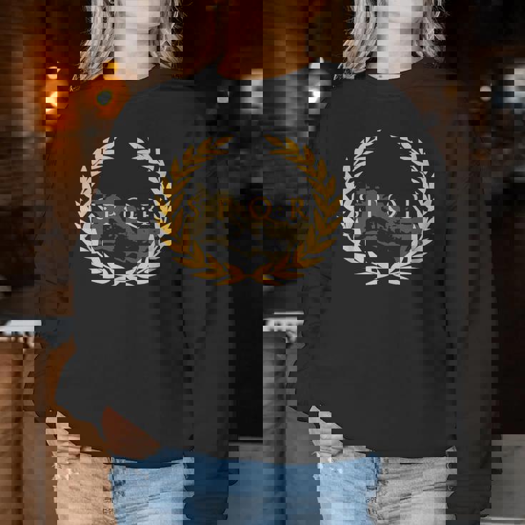 Spqr -Enatus Populus Que Romanus ローマ帝国 レディーススウェットシャツ 面白い贈り物