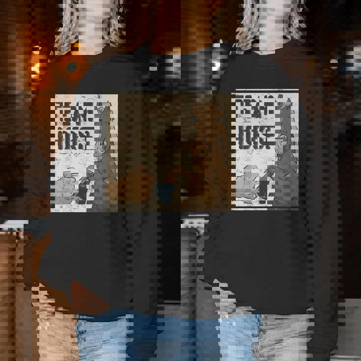 Team Horse 面白い馬のデザイン レディーススウェットシャツ 面白い贈り物