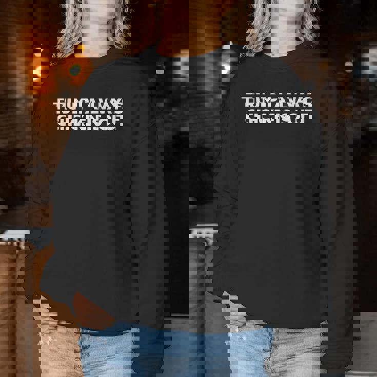 Trump Always Chickens Out Taco レディーススウェットシャツ 面白い贈り物