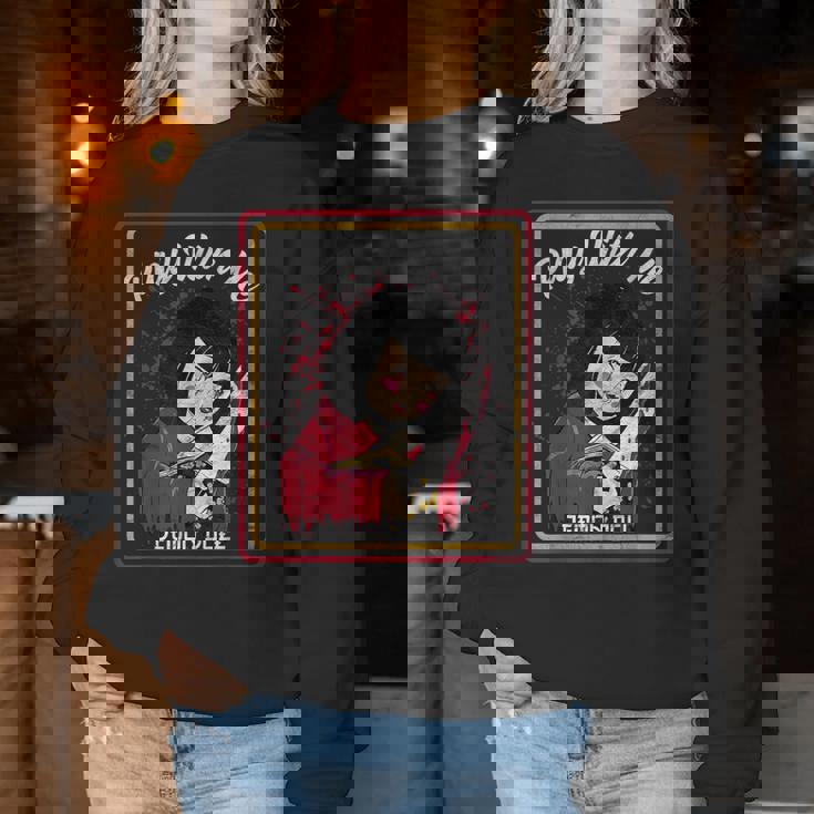 Vintage Horror Play With Me Haunted Ichimatsu Doll レディーススウェットシャツ 面白い贈り物