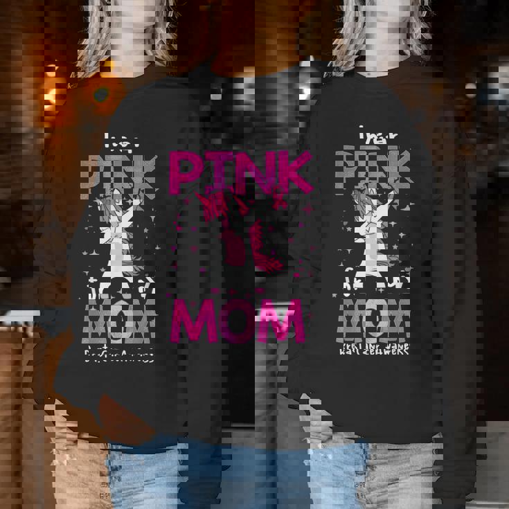 I Wear Pink For My Mom Breast Cancer Awarenessupport レディーススウェットシャツ 面白い贈り物