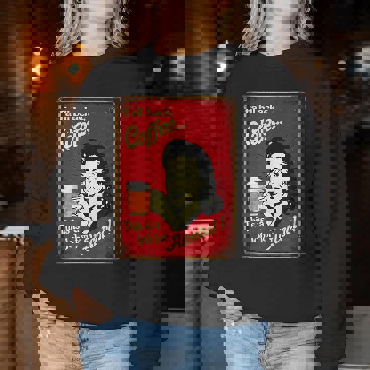 「Fall Back、Coffeeこれはアルコールの仕事だ」 おもしろプリント レディーススウェットシャツ 面白い贈り物