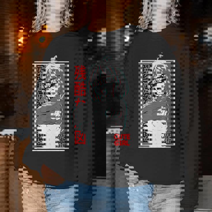 あがかお フェイス Lewd アニメ 女の子 和服 オタク用 レディーススウェットシャツ 面白い贈り物