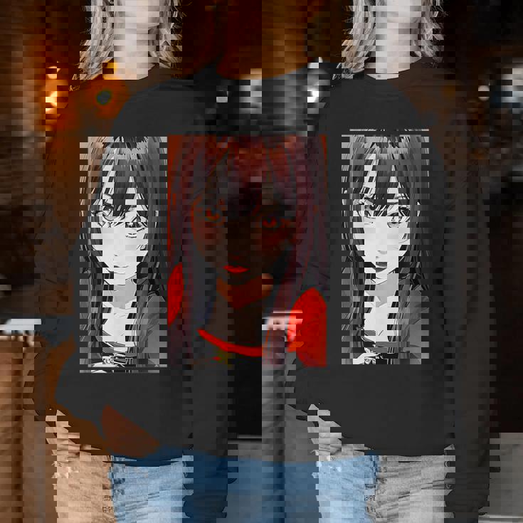 かわいい 可愛い 女の子 若い 美人 イラスト 日本 きれい 赤い服 レディーススウェットシャツ 面白い贈り物