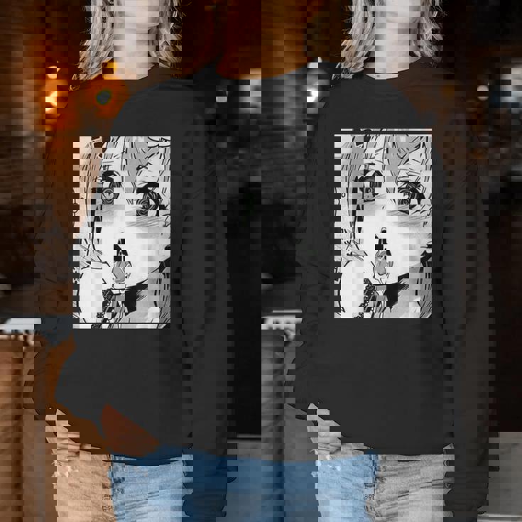 かわいいアヘ顔 アニメ 女の子 オタクウィーブ ラブ ビッグアイズ ドリップ レディーススウェットシャツ 面白い贈り物